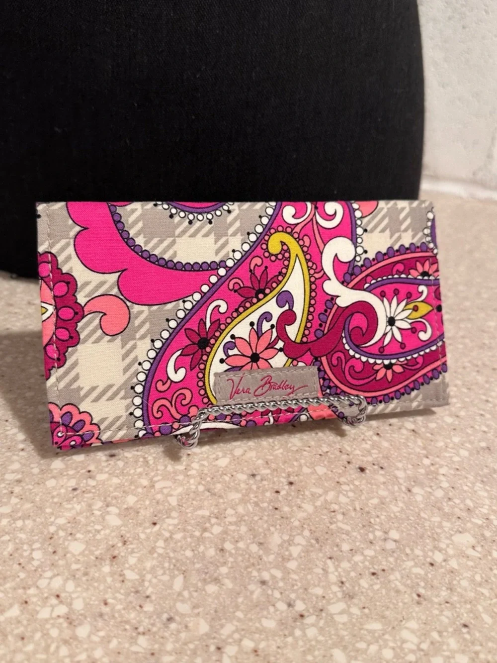 Vera Bradley "Paisley Meets Plaid" Checkbook Cover – Retired Pink & Gray Pattern - Picture 7 of 12